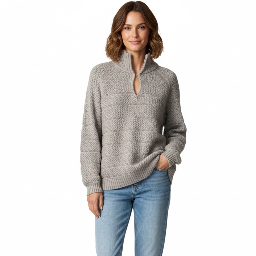 Saks Fifth Avenue Taupe Wool Cashmere Balloon Sleeve Sweater XL Luxury Knit